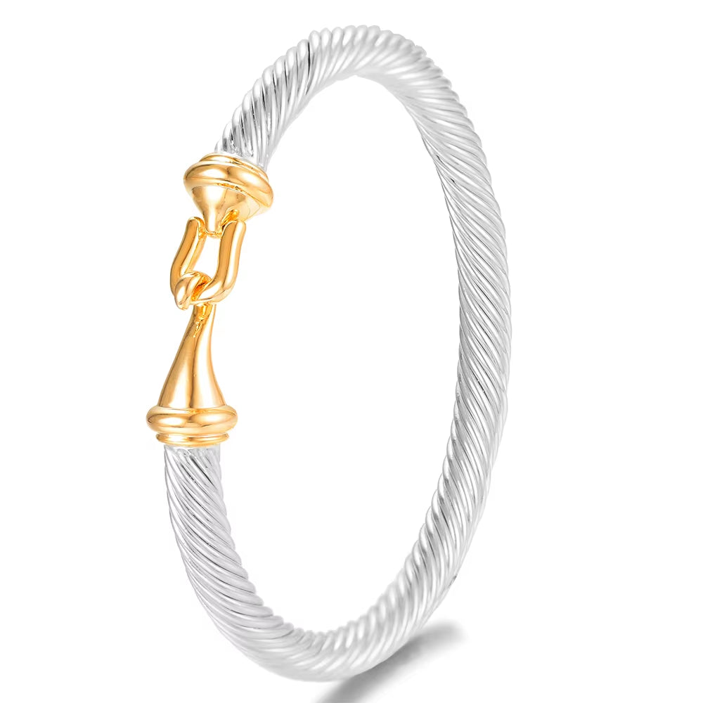 Trendy Luxury Stackable Bangle Cuff for Women Wedding Full Cubic Zircon Crystal CZ Dubai Silver Color Party Bracelet 2023