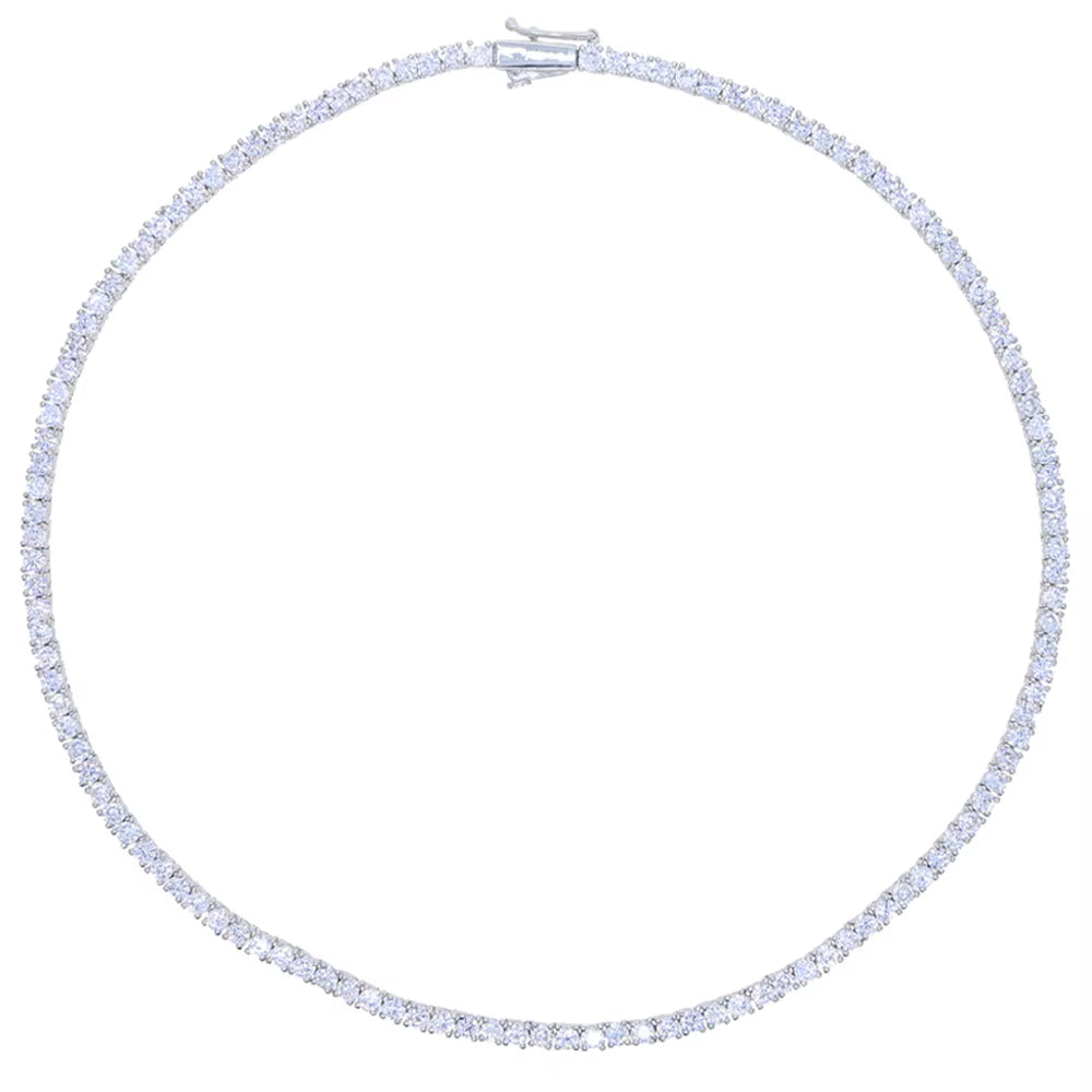 New Iced Out Bling Zircon 3Mm Tennis Chain Necklace Gold Silver Color CZ Charm Choker Women Man Hip Hop Fashion Jewelry