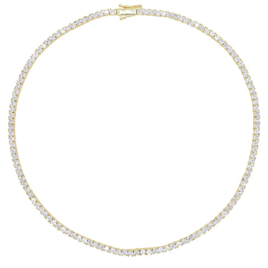 New Iced Out Bling Zircon 3Mm Tennis Chain Necklace Gold Silver Color CZ Charm Choker Women Man Hip Hop Fashion Jewelry