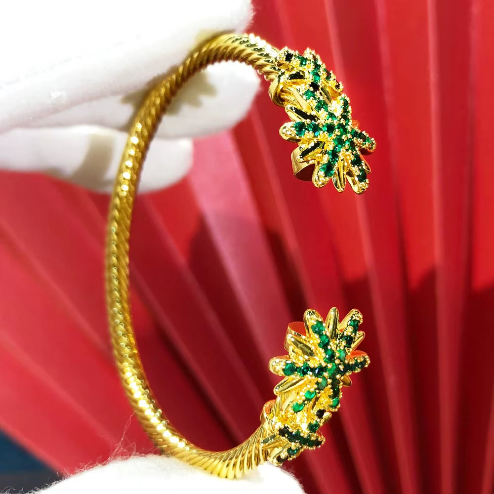 Trendy Luxury Stackable Bangle Cuff for Women Wedding Full Cubic Zircon Crystal CZ Dubai Silver Color Party Bracelet 2023