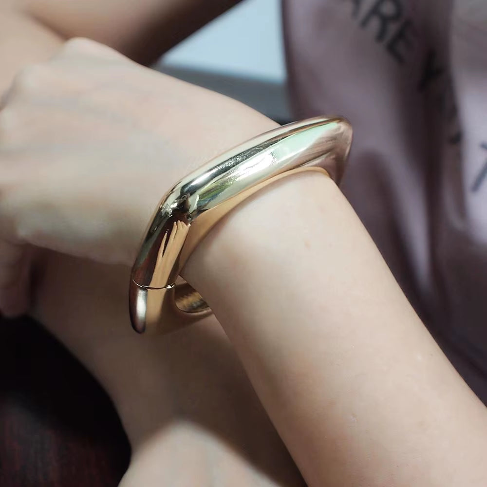 Alloy Bangles Bracelets Women Metal Charm Geometry Statement Cuff Bangles Fashion Jewelry Gold Color