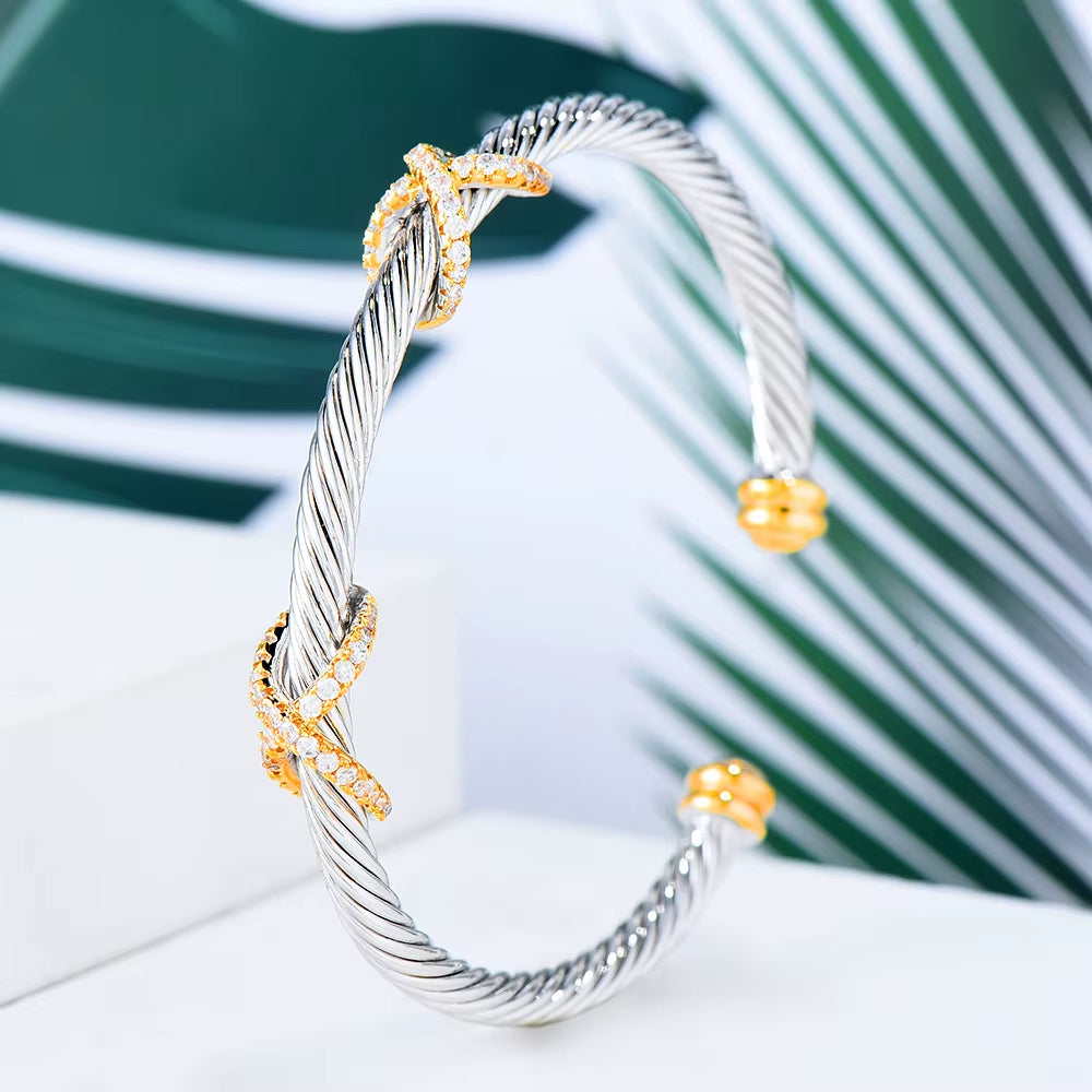 Trendy Luxury Stackable Bangle Cuff for Women Wedding Full Cubic Zircon Crystal CZ Dubai Silver Color Party Bracelet 2023