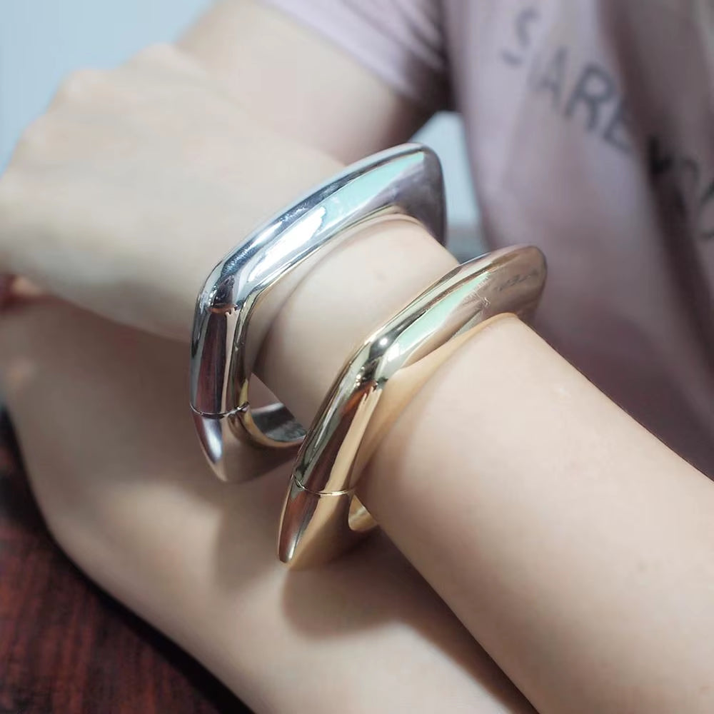 Alloy Bangles Bracelets Women Metal Charm Geometry Statement Cuff Bangles Fashion Jewelry Gold Color