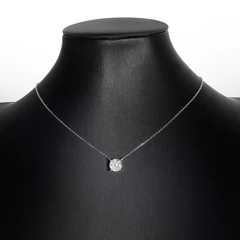 White Gold Plated 1-10CT Moissanite Necklace for Women Classic Four Claws Pendant Wedding Jewelry 925 Sterling Silver