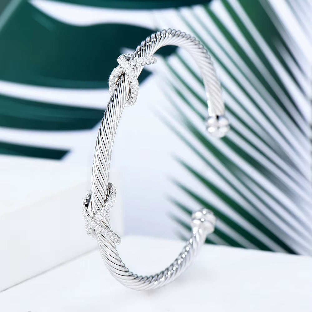 Trendy Luxury Stackable Bangle Cuff for Women Wedding Full Cubic Zircon Crystal CZ Dubai Silver Color Party Bracelet 2023