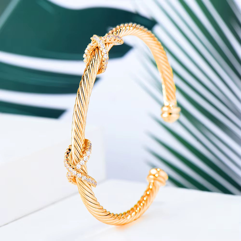 Trendy Luxury Stackable Bangle Cuff for Women Wedding Full Cubic Zircon Crystal CZ Dubai Silver Color Party Bracelet 2023