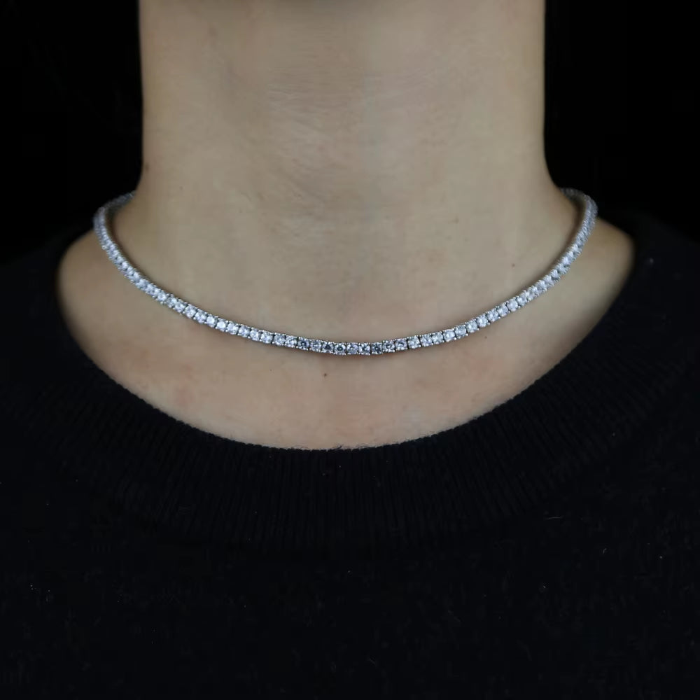 New Iced Out Bling Zircon 3Mm Tennis Chain Necklace Gold Silver Color CZ Charm Choker Women Man Hip Hop Fashion Jewelry