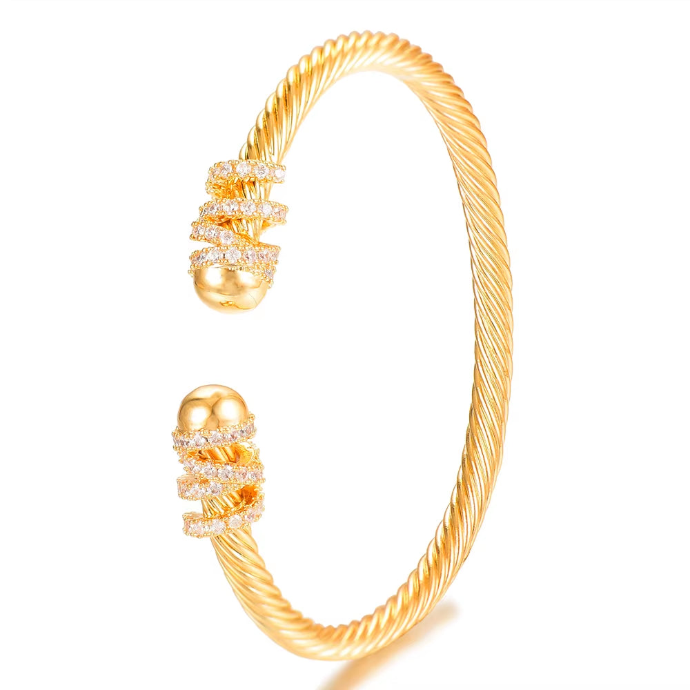 Trendy Luxury Stackable Bangle Cuff for Women Wedding Full Cubic Zircon Crystal CZ Dubai Silver Color Party Bracelet 2023