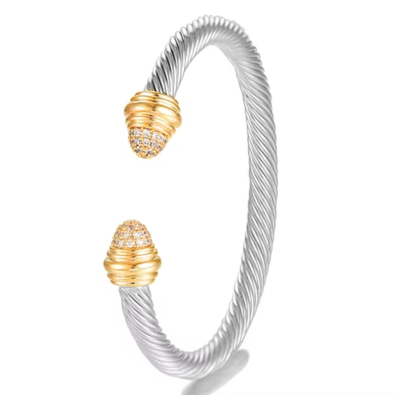 Trendy Luxury Stackable Bangle Cuff for Women Wedding Full Cubic Zircon Crystal CZ Dubai Silver Color Party Bracelet 2023